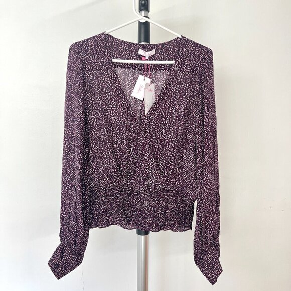 NWT Parker 100% Silk Matilda Wrap V-Neck Smocked Waist Blouse Funfetti Sz XL‎ - Picture 2 of 10